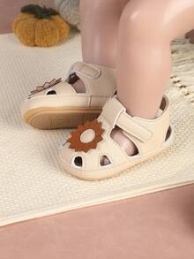 1 Pair Infant Flower Hollow Design Flat Sandals, Minimalist Versatile For Summer - Apricot - View 3