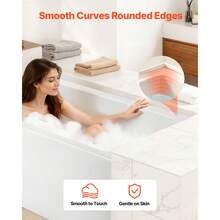 Alcove Bathtub, 48" X 30" Contemporary Alcove Acrylic Bathtub, Soaking Bath Tub With Left Hand Drain And Overflow Hole, Large Rectangular Deep Soak Tub For Bathroom With Integral Flange, White - 48-inch Left Drain - View 7
