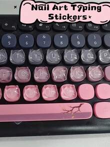 50pcs Cat & Heart Themed Keyboard Stickers, Cute Laptop/Desktop Keyboard Decor Stickers, For Typing & Gaming, Charming Accessory For Women, 1 Set - View 5