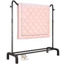 1 Stück freistehender Dual-Bar multifunktionaler Kleiderständer für das Schlafzimmer, Metall Kleiderbügel Organizer, schwarzer Kleiderständer auf Rollen zum Aufhängen von Kleidung und Hüten, geeignet für Schlafzimmer, Büro, Studentenwohnheim, Hochzeit, Party, Weihnachten, Halloween, Neujahr und Geburtstag Aufbewahrung, kann auch als Weihnachtsdekoration, Weihnachtsschmuck, Weihnachtskugel, Geschenk für Frauen verwendet werden - Verschiedenfarbig - Übersicht 6