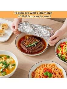 10/20/30/50片装可重复使用铝箔食品保鲜盖，桌面保温袋，食品储存袋，食品保鲜袋，厨房收纳，家用塑料包装，接触式，剩菜储存，厨房食品保鲜保温盖，适用于碗碟，保持食物温暖、新鲜、防尘，食品保鲜设备 - 彩色 - 查看 4