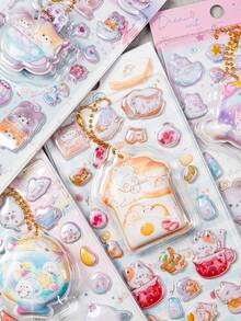 [Sản phẩm mới năm 2026] Miếng dán xốp 3D - Giảm căng thẳng, kiểu mặt dây chuyền mềm mại, hình động vật dễ thương: Mèo, Chó con và Thỏ. Chống thấm nước, có thể tái sử dụng, tự dính, làm từ nhựa chất lượng cao. Thiết kế 3D mềm mại với đá lấp lánh. Thích hợp cho ốp điện thoại, máy tính xách tay, máy tính để bàn, máy tính bảng và văn phòng phẩm. - Có nhiều màu sắc để lựa chọn [Kiểu dáng/Bao bì ngẫu nhiên] - Xem 4