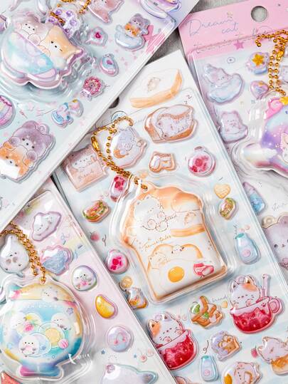 [Sản phẩm mới năm 2026] Miếng dán xốp 3D - Giảm căng thẳng, kiểu mặt dây chuyền mềm mại, hình động vật dễ thương: Mèo, Chó con và Thỏ. Chống thấm nước, có thể tái sử dụng, tự dính, làm từ nhựa chất lượng cao. Thiết kế 3D mềm mại với đá lấp lánh. Thích hợp cho ốp điện thoại, máy tính xách tay, máy tính để bàn, máy tính bảng và văn phòng phẩm.