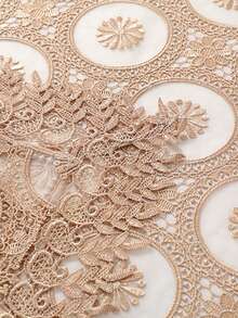 HXARTMIS 1pc Elegant Vintage Brown Lace Tablecloth, Embroidered Floral Mesh Table Cover, Romantic Hollow Out Tablecloth Suitable For Dining Room, Kitchen, Wedding Party And Home Decor - Brown - View 10