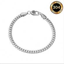 1 Vòng tay mắt xích 5mm dành cho nam, và phụ kiện nam giản dị đơn giản, bện thủ công với khóa cài Buddha - Bạc - Xem 10