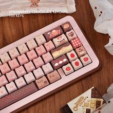 草莓巧克力可爱键帽，高品质DIY五面热升华机械键盘键帽 - 查看 4