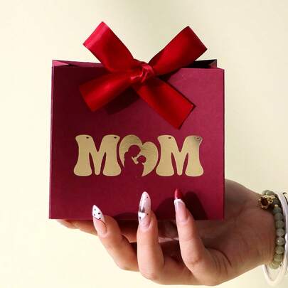 10 "Feliz Día de la Madre" Cajas de regalo mini - Cajas de dulces pequeñas y exquisitas - Esquema de color rosa y blanco con impresión en papel dorado - Viene con un lazo de cinta - Perfecto para envolver chocolates, dulces, regalos pequeños y bolsas de obsequios para fiestas