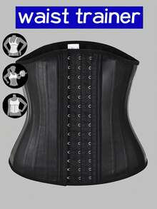 Latex Waist Trainer, High Compression Waist Cincher, Back Support, Sweat Enhancing, Sculpt S-Curve Figure - Black - View 2