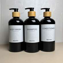 3pcs Shampoo, Conditioner, Body Wash Dispenser Bottles, Refillable Pump Bottles - Short, Round-shouldered Bottle - View 7
