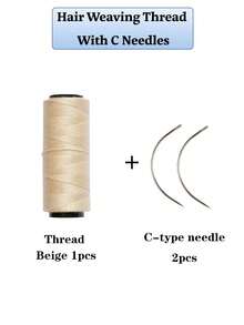 nunify 用于手工缝制发片、假发、DIY的缝纫线/编织线（黑色、棕色、深棕色、米色、卡其色），60米/卷，配C型弯针，假发制作工具 - 1PC - 查看 15