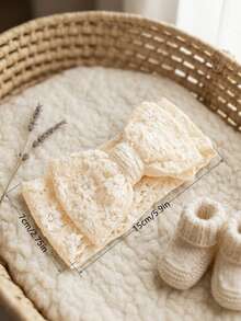 3 Packs Boho Eyelet Baby Headbands - Breathable Stretchy Big Bows For Girls - Soft Neutral Vintage Hairbands - Newborn Photo Props & Shower Gift - Multicolor - View 8