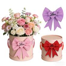 6pcs Red, Pink, Purple Heart Shaped Bow Decorations, Suitable For Mother's Day, Wedding, Anniversary Party, DIY Bouquet, Gift Packaging - Multicolor - View 2