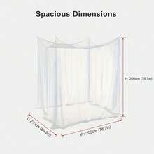 Red de mosquitos de malla de poliéster ligera, dosel semi-transparente, fácil de montar, adecuada para camping, dormitorio - marco blanco, apta para cama y uso al aire libre - A - Ver 7