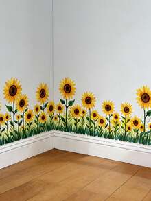 1pc Sunflower Wall Sticker, Baseboard Decor Floral Sticker, PVC Material Self-Adhesive Removable, Decor For Bedroom, Kitchen, Balcony, Bathroom, Living Room, Create A Cozy Home - 1PC - View 6