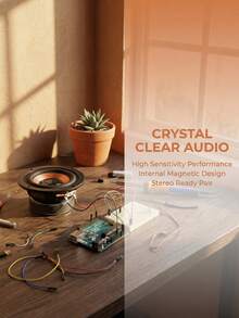 2个2英寸磁性扬声器部件，触摸面板控制同轴连接器，DIY音频扬声器，迷你扬声器PU皮革外壳，黑橙色立体声音频输出 - 外磁喇叭 - 查看 11