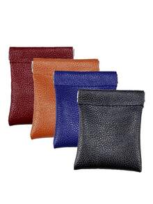 Unisex PU Mini Squeeze Coin Purse, Key Chain Wallet, Earphone Storage Bag, Cable Organizer, Small Cash Wallet - Multicolor - View 4