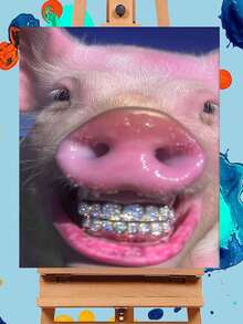 Sparkling Pig Smile DIY Oil Painting By Numbers Canvas Painting Crafts Adult Home Decoration 40x50cm/16x20inch Holiday Gifts - 40*50cm - View 7