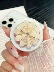 Giá đỡ điện thoại từ tính hình hoa cúc đính đá sang trọng, giá đỡ trong suốt có thể gập lại, giá đỡ để bàn nữ tính để xem video. - Nhiều màu - Xem 6