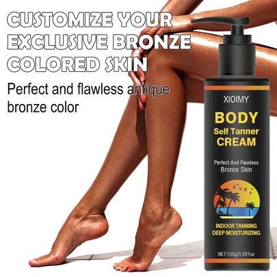 Xioimy 大瓶装无日晒美黑霜，不含酒精，室内DIY美黑，深层滋润，富含椰子油和乳木果油，适合所有肤质