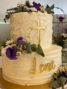 Personalized Cross Cake Topper - Custom Christening Cake Decoration And Christening Ceremony Decor - Multicolor 1 - View 5