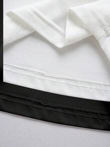 2 Pieces Women's Slim-Fit Crop Top And Loungewear Short T-Shirt - Black and White - View 3