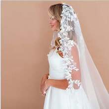 European And American Single-Layer Long Mantilla Veil, Ethereal Lace Hair Comb Style Bridal Wedding Dress Accessory - A - View 7