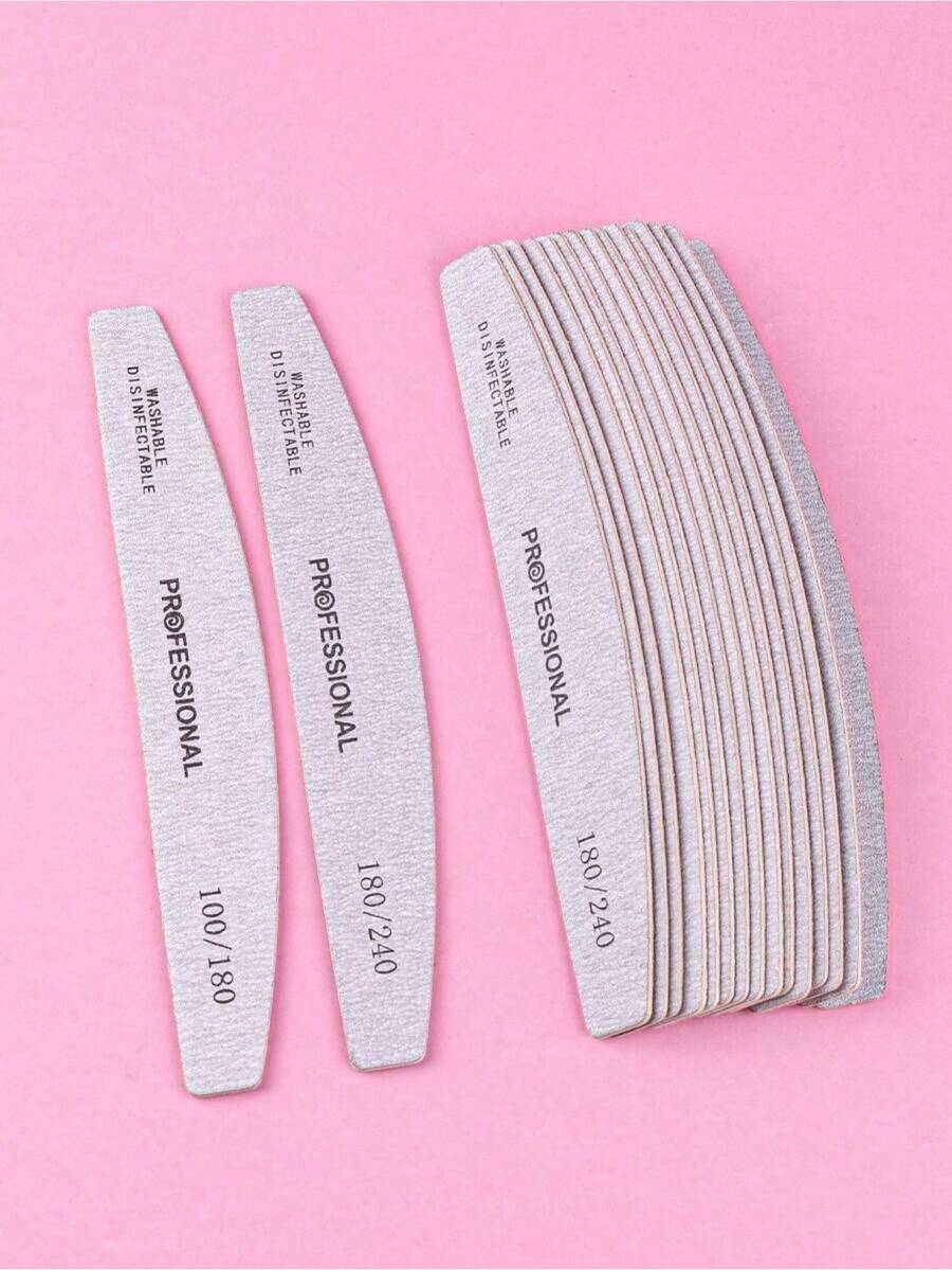 Bộ 100/50/25/10/1 cái dũa móng tay bằng gỗ mỏng màu xám - Độ nhám 100/180, bộ chăm sóc và làm móng, dũa móng hai mặt, dũa móng có thể rửa sạch, khối mài móng tái sử dụng, phù hợp cho móng tự nhiên và móng acrylic, sử dụng tại nhà và salon. - Màu Xám nhạt - Xem 1