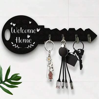 Boho-Chic Rustic Wooden Key Holder With Shelf & Hooks - Easy Install, Space-Saving Wall Mount Organizer For Keys, Coats, And More - Perfect For Entryway, Kitchen, Office, Key Hanger