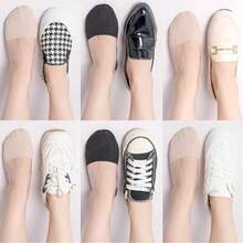 Vớ không lộ cổ chân dành cho nữ, chất liệu nylon, chống trượt, cổ thấp, lót trong mỏng, vớ lụa nhẹ cho giày bệt và giày lười. - A - Xem 5