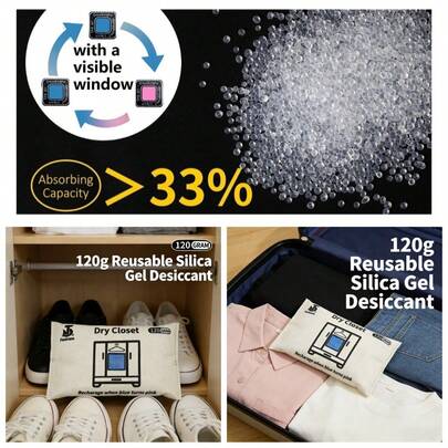  AMODERS 120g Reusable Silica Gel Dehumidifier, 3.1" X 5.5" (8x14cm) | With Color Indicator, Car Dehumidifier & Defroster | Suitable For Cars, Trucks, RVs, Homes, Closets, Garages, Cabinets, Tool Boxes, Etc. | Perfect Gift Choice