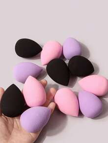 12pcs Absorbent Makeup Sponges - Latex-Free Polyurethane Cosmetic Sponges Suitable For Liquid, Cream And Powder Foundation - Multiple Colors Available - Multicolor - View 3