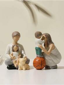 1pc Small Family Theme Resin Figurine Decor Craft, Suitable For Bookshelf, Desk, Living Room And Bedroom, Perfect For Wedding Art Decor, Mother's Day Gift, Birthday Gift, Graduation Gift, Etc. - A Family Of Three - View 9