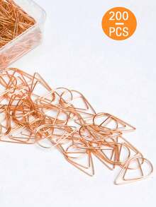 100pcs Mini Golden Water Drop Shaped Paper Clips, Multipurpose Metal Office Supplies, Suitable For Study, Office And Home, Back To School, Stationery - Teardrop Shape - View 14