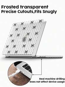 This Is A One-Piece, Black, Frosted Transparent Laptop Case With A Bow And Heart Pattern. It's Lightweight, Shockproof, And Compatible With MacBook Air 13-Inch/15-Inch And 14-Inch Pro M2 And M3 Chipsets. Combining Fingerprint Resistance, Shock Protection, And Heat Dissipation, It's The Perfect Gift For Holidays And Special Occasions. - View 6