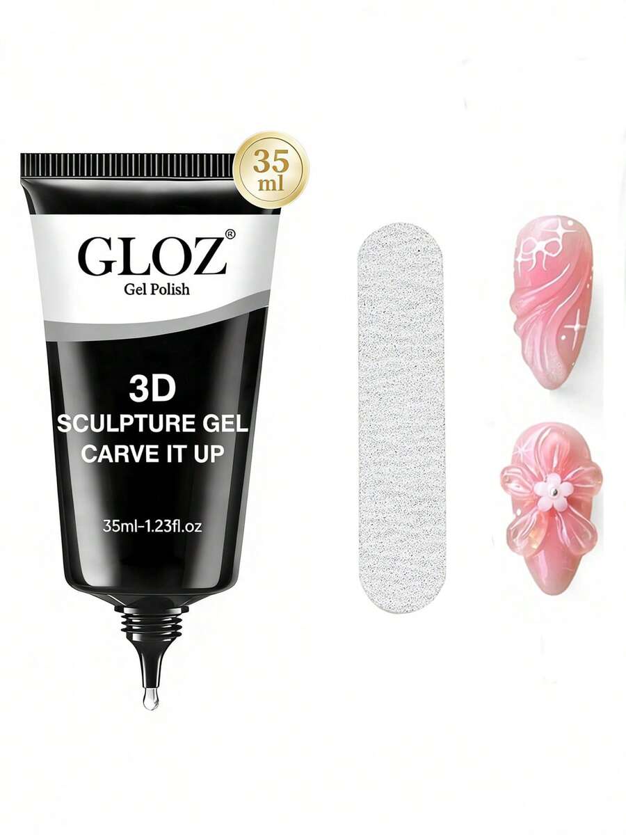 GLOZ 3D 35ML 雕塑凝膠與指甲磨砂膏，超強凝膠指甲膠，適用於指甲飾品 3D 指甲閃亮凝膠，用於裝飾寶石指甲藝術鑽石，需 UV/LED 固化，美容禮品