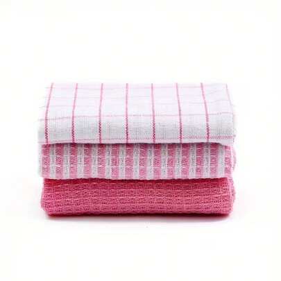 3pcs Waffle Pattern Kitchen Towel Set, Highly Absorbent, Soft Cleaning Cloth, Towel, Dish & Tea Towel