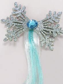 1 Pair Snowflake Sapphire No-Braid Curly Hair Extensions, Ice Princess Style Wig Braid Hair Accessories For Party, Photo Shoot, Stage Performance - Blue and White - View 6