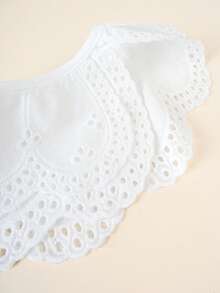 1pc Women's White Peter Pan Collar Ruffle Decor Fashion Shawl Collar, Suitable For Daily Wear,Festival,Travel,Disco,Graduation Outfit - A-white - View 4