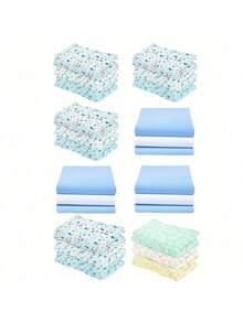 Set Of 6 Baby Swaddle Blankets, Flannel, Printed, 100% Cotton, 80cm X 50cm - 6 - 男性 - 查看 1