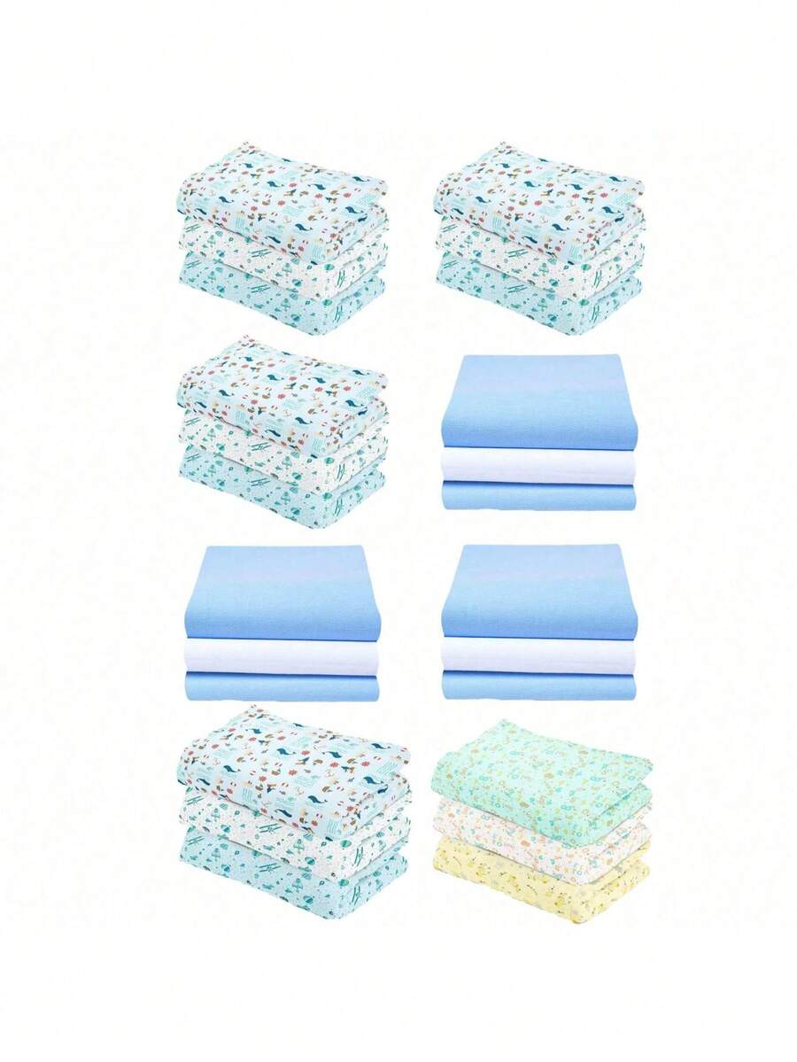Set Of 6 Baby Swaddle Blankets, Flannel, Printed, 100% Cotton, 80cm X 50cm - 6 - 男性 - 查看 1