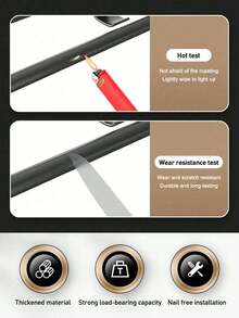 1 Stainless Steel Punch-Free Towel Rack, Suitable For Bathrooms, Hotels. Single Rod/Double Rod, High/Low Rod Optional - Black - View 3