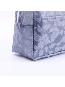 蓝色枫叶图案拉链保温手提袋，午餐袋，保冷袋，防水无纺布铝箔袋，简约风格 - 藍色 - 查看 2