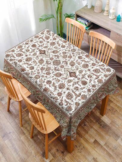 1 pieza Mantel con patrón vintage, mantel cuadrado impreso resistente al agua adecuado para reuniones familiares, picnics, decoración de cocina y mesa de comedor, cubierta de mesa de café, tapete de mantel, adecuado para la decoración del hogar en todas las estaciones