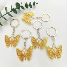 1pc Hollow Butterfly Insect Keychain, Delicate Metal Crafted 3D Pendant, Retro Artistic Accessory, Romantic & Practical Gift For Girlfriend/Best Friend Gifts For Mother, Father, Graduation, And Teacher - Multicolor - View 5