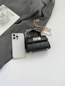 1个新款迷你手提包，可爱独特的云石纹理，高品质PU材质斜挎包，清新亮丽的色彩，青春活力风格，可斜挎，休闲时尚，适合日常使用或作为礼物送给朋友 - 迷你手提包 +掛件 - 查看 6
