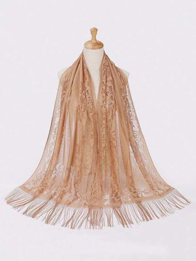 1pc Hollow Lace Tassel Scarf/Shawl/Beach Wrap