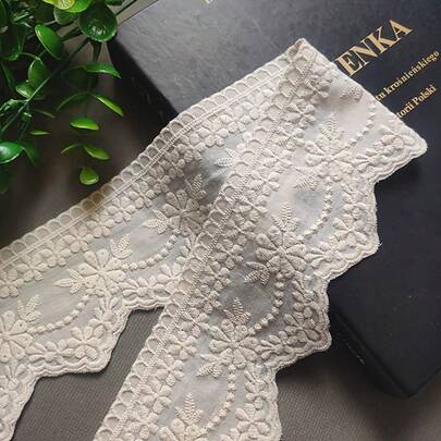 1/5 Yards ren thêu bằng cotton nguyên chất, rộng 7.5cm, thích hợp để trang trí cổ áo, tay áo trong các dự án may mặc DIY, thời trang Lolita, trang trí nhà cửa, may váy và may vá cho người mới bắt đầu.