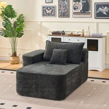 Chaise longue sin montaje – Sofá cómodo y suave con cojines incluidos y bolsillos laterales. - Negro - Ver 3