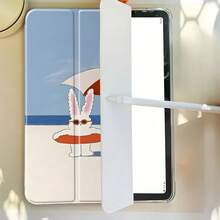 Stylish Tablet Case Featuring A Cute Bunny And Cat Beach Day Aesthetic Design, With A Pen Slot (Pen Not Included). This Protective Case Can Automatically Wake Up And Put Your Device To Sleep. .Holiday Accessories. - Nhiều màu - Xem 3