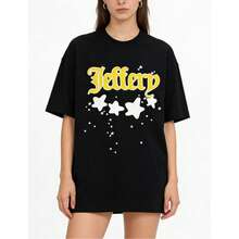 Sp5der Tees Unisex Y2k  T Shirts, Vintage Tees Summe Short Sleeve Streetwear Unisex, Classic Sp5der Print - 黑色 - 查看 1